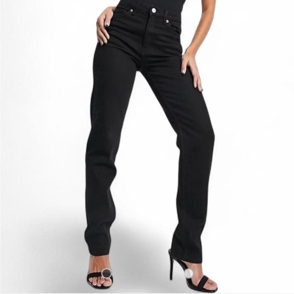 ASOS Monki Lumi straight leg mid rise black mom jeans